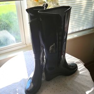 Unknown wedge rain boot with bows